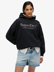 Superdry Black Relaxed Venue Metallic Hoodie - Image 2 of 6