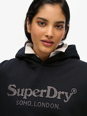 Superdry Black Relaxed Venue Metallic Hoodie - Image 3 of 6