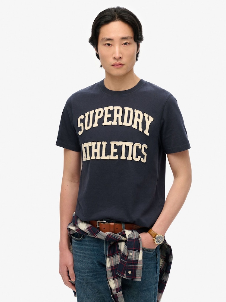 Superdry Blue Vintage Athletic T-Shirt - Image 1 of 6
