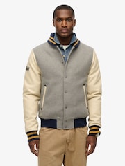 Superdry Grey College Varsity Bomber Jacket - Image 2 of 5