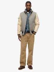 Superdry Grey College Varsity Bomber Jacket - Image 3 of 5