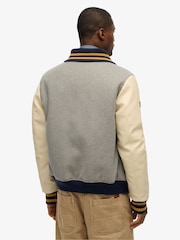 Superdry Grey College Varsity Bomber Jacket - Image 4 of 5