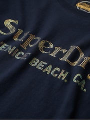 Superdry Blue Venue Metallic Relaxed T-Shirt - Image 6 of 6