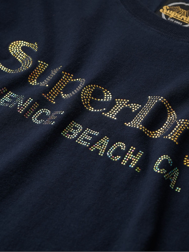 Superdry Blue Venue Metallic Relaxed T-Shirt - Image 6 of 6