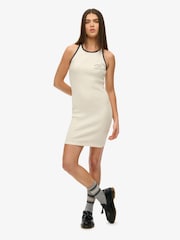 Superdry White Athletic Essentials Ribbed Tank Dress - Image 1 of 7