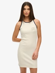 Superdry White Athletic Essentials Ribbed Tank Dress - Image 2 of 7