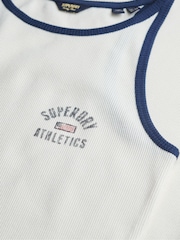 Superdry White Athletic Essentials Ribbed Tank Dress - Image 7 of 7