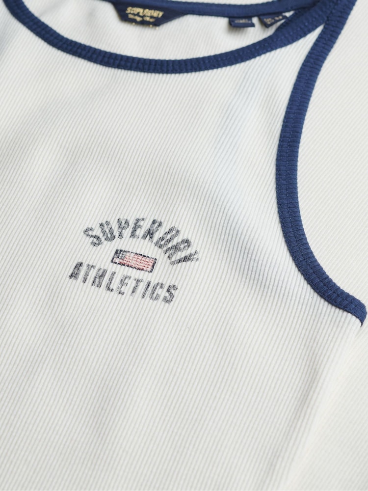 Superdry White Athletic Essentials Ribbed Tank Dress - Image 7 of 7