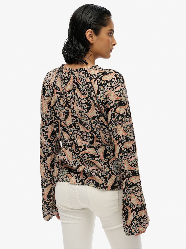 Superdry Black Printed Long Sleeve Blouse - Image 2 of 6