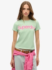 Superdry Green Core Logo City Fitted T-Shirt - Image 1 of 6