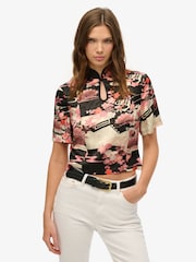 Superdry Pink Mandarin Jacquard Top - Image 1 of 6