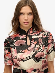 Superdry Pink Mandarin Jacquard Top - Image 2 of 6