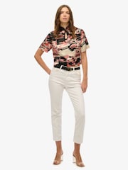 Superdry Pink Mandarin Jacquard Top - Image 3 of 6