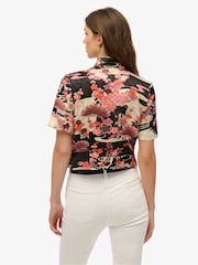 Superdry Pink Mandarin Jacquard Top - Image 4 of 6