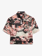 Superdry Pink Mandarin Jacquard Top - Image 5 of 6
