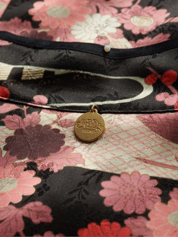 Superdry Pink Mandarin Jacquard Top - Image 6 of 6