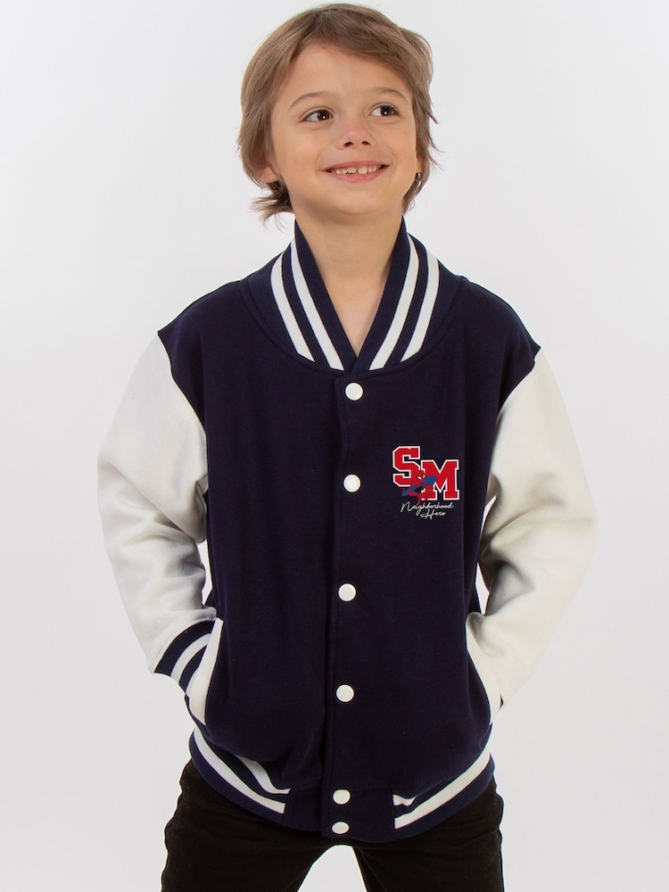 Brands In Blue Spider-Man NYC Varsity Jacket - Image 1 of 5 Brands In Blue Spider-Man NYC Varsity Jacket - Image 1 of 5