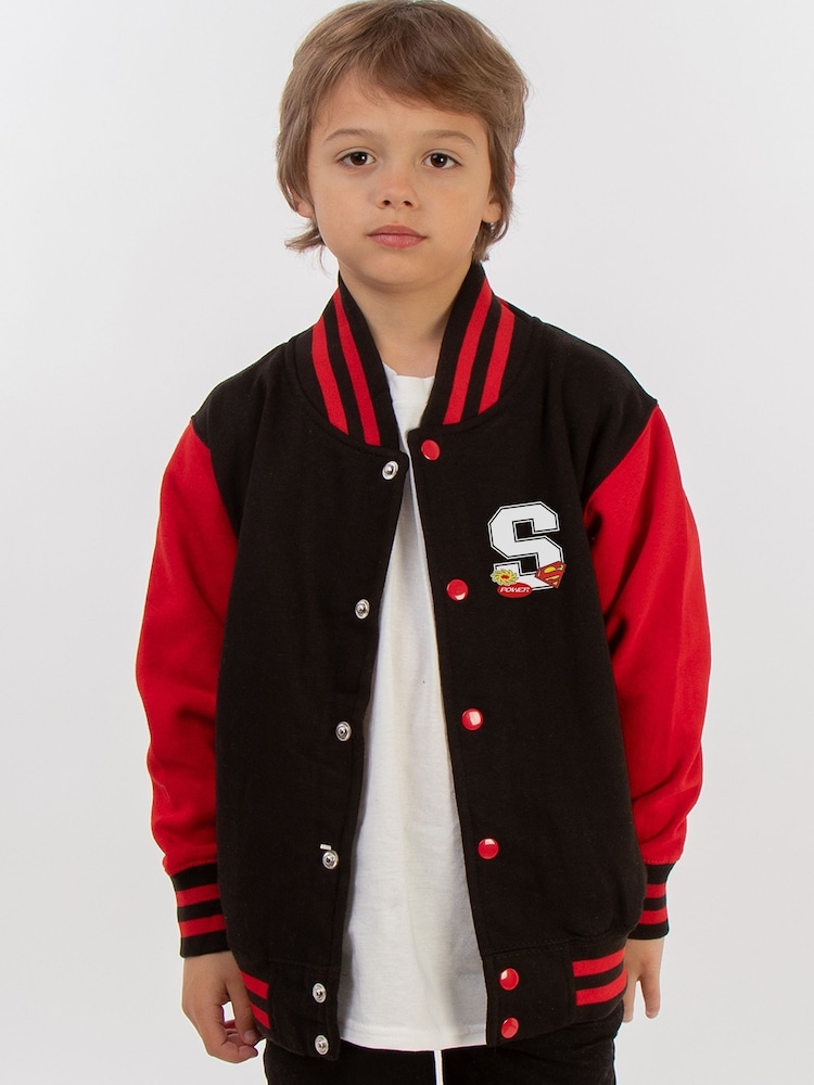 Brands In Black Superman Justice Varsity Jacket - Image 1 of 4