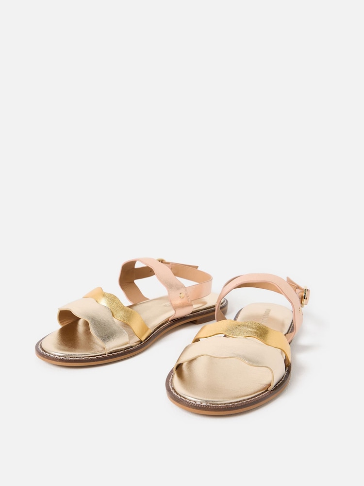 Oliver Bonas Metallic Wavy Leather Sandals - Image 2 of 6