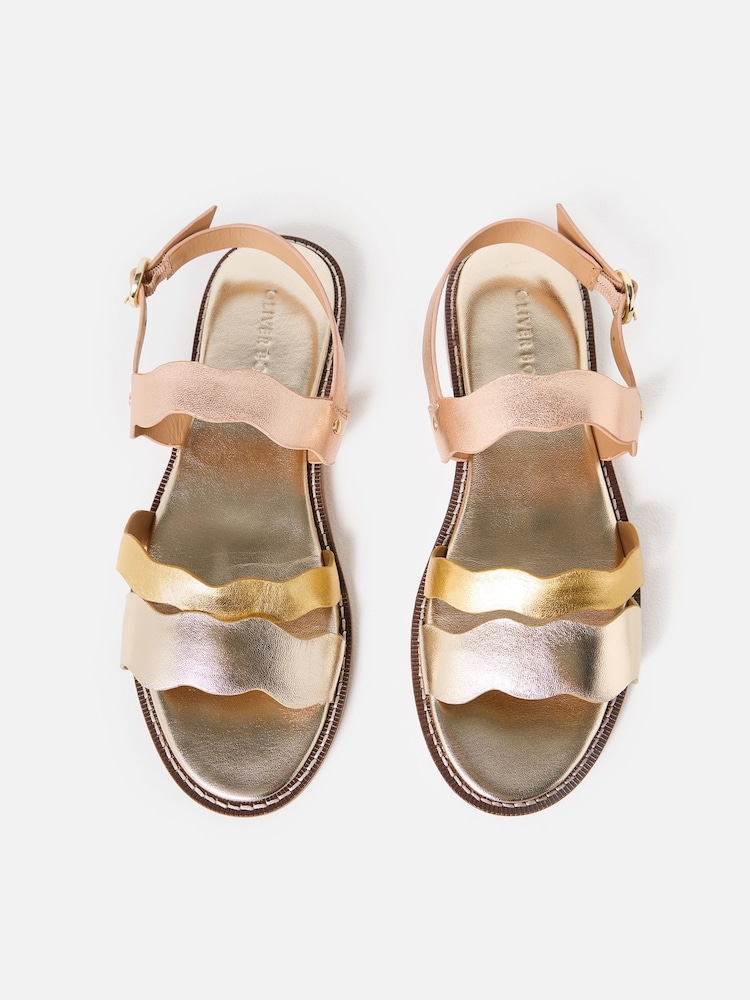 Oliver Bonas Metallic Wavy Leather Sandals - Image 6 of 6 Oliver Bonas Metallic Wavy Leather Sandals - Image 6 of 6