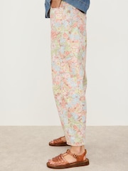 Oliver Bonas Pink Pastel Floral Print Denim Barrel Leg Jeans - Image 2 of 2