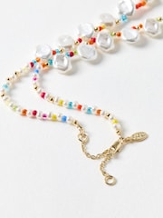 Oliver Bonas White Dakota Faux Pearl Beaded Necklace - Image 3 of 4