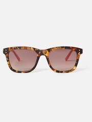 Oliver Bonas Orange Amber Faux Tortoiseshell Square Acetate Sunglasses - Image 1 of 4