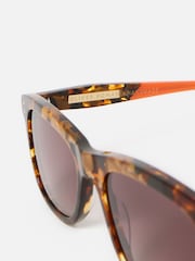 Oliver Bonas Orange Amber Faux Tortoiseshell Square Acetate Sunglasses - Image 4 of 4