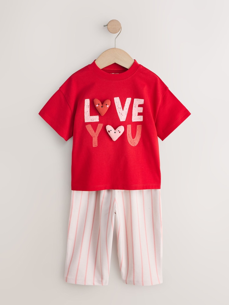 Pink Hearts Top & Trousers Set 2 Pack (3mths-7yrs) - Image 2 of 6 Pink Hearts Top & Trousers Set 2 Pack (3mths-7yrs) - Image 2 of 6