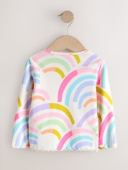 Pastel Rainbow Long Sleeve Rib Tops 5 Pack (3mths-7yrs) - Image 7 of 9