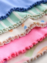Pastel Rainbow Long Sleeve Rib Tops 5 Pack (3mths-7yrs) - Image 9 of 9
