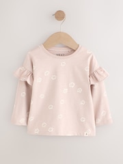 Neutral/Blue Frill Detail Long Sleeve Tops 4 Pack (3mths-7yrs) - Image 3 of 11