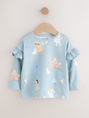 Neutral/Blue Frill Detail Long Sleeve Tops 4 Pack (3mths-7yrs) - Image 4 of 11