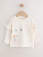 Neutral/Blue Frill Detail Long Sleeve Tops 4 Pack (3mths-7yrs) - Image 5 of 11