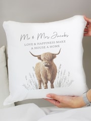 Personalised Highland Cow Cushion by PMC - Image 2 of 3
