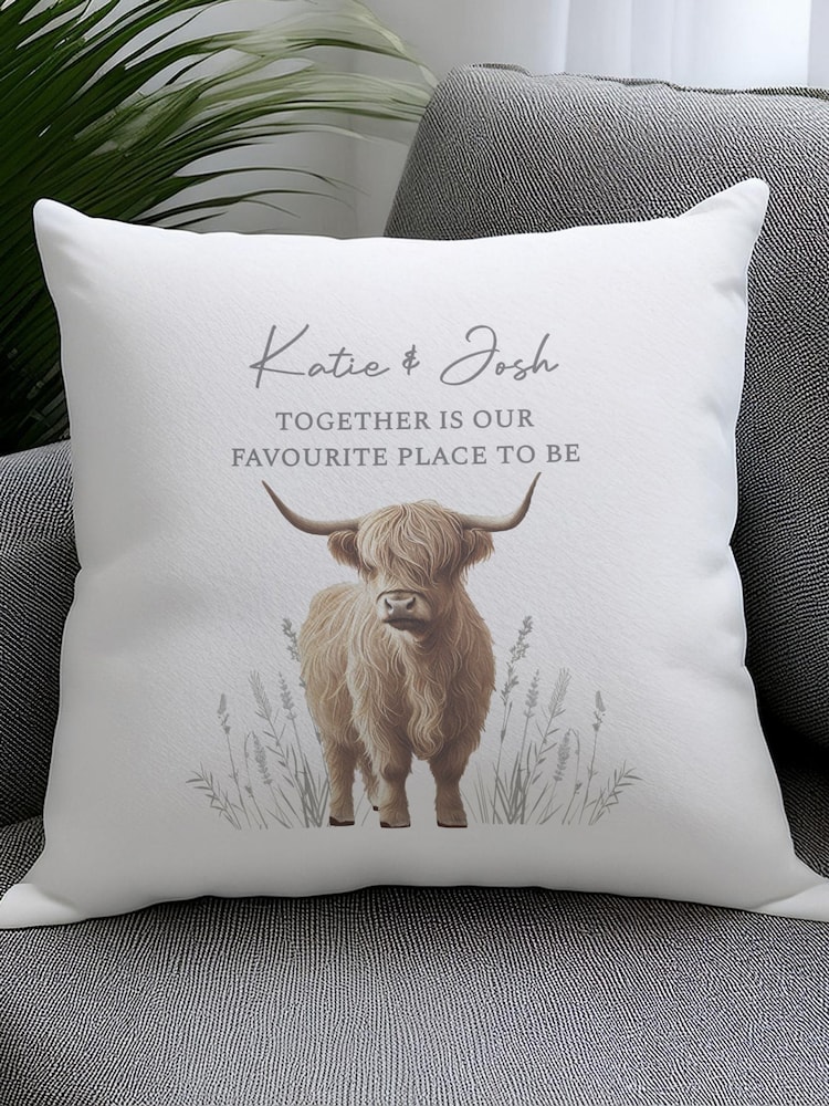 Personalised Highland Cow Cushion by PMC - Image 3 of 3