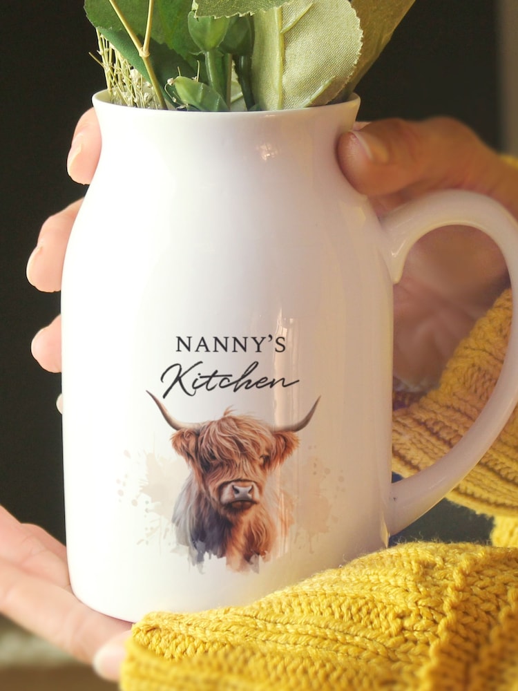 Personalised Highland Cow Flower Jug Vase by PMC - Image 2 of 3
