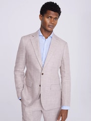 MOSS Natural Regular Fit Oatmeal Linen Jacket - Image 2 of 3