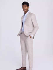 MOSS Natural Regular Fit Oatmeal Linen Jacket - Image 3 of 3