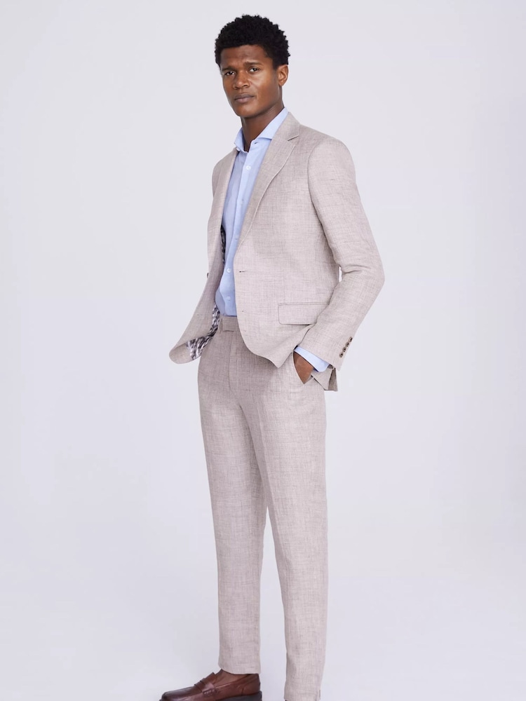 MOSS Natural Regular Fit Oatmeal Linen Jacket - Image 3 of 3