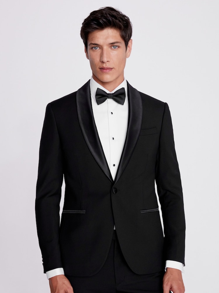 MOSS Black Slim Fit Shawl Lapel Tuxedo Jacket - Image 1 of 5