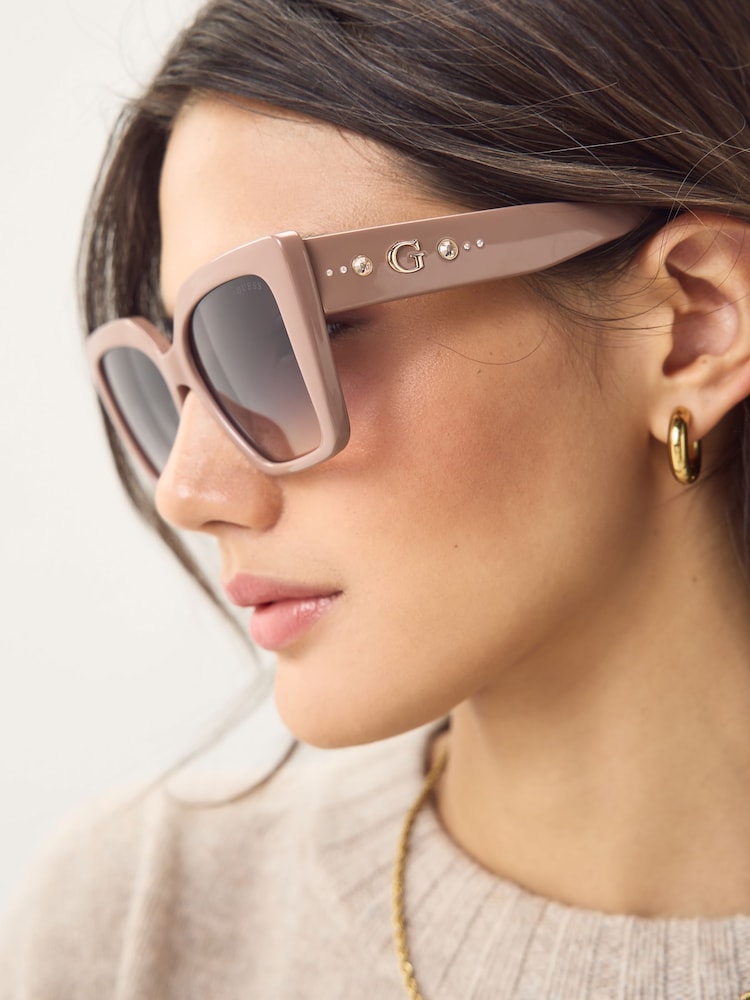 Guess Natural Butterfly Sunglasses in Shiny Beige - Image 11 of 11