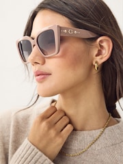 Guess Natural Butterfly Sunglasses in Shiny Beige - Image 9 of 11