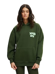 Cotton On Green Plush Premium Graphic Print Hoodie - Image 1 of 4
