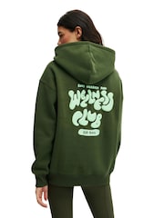 Cotton On Green Plush Premium Graphic Print Hoodie - Image 2 of 4