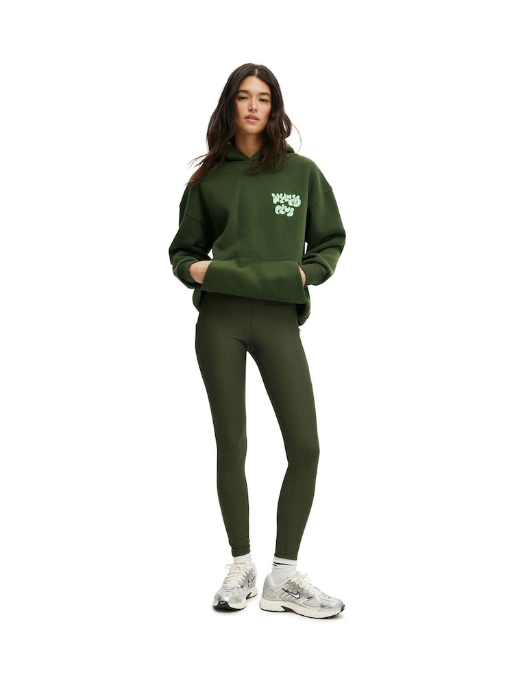 Cotton On Green Plush Premium Graphic Print Hoodie - Image 4 of 4