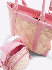 River Island Cream Girls Quilted Nylon Airport Bundle Bag - Image 3 of 5