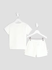 River Island Cream Girls Bow Shorts Set - Image 2 of 3