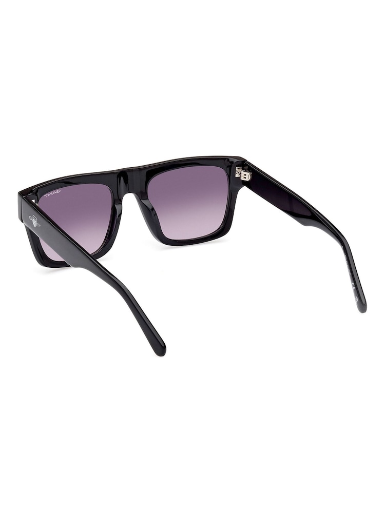 GANT Black Square Shiny Black Sunglasses - Image 2 of 9 GANT Black Square Shiny Black Sunglasses - Image 2 of 9