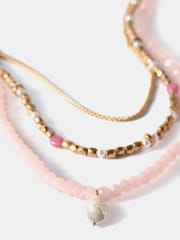 Mint Velvet Pink Beaded Layered Necklace - Image 2 of 3